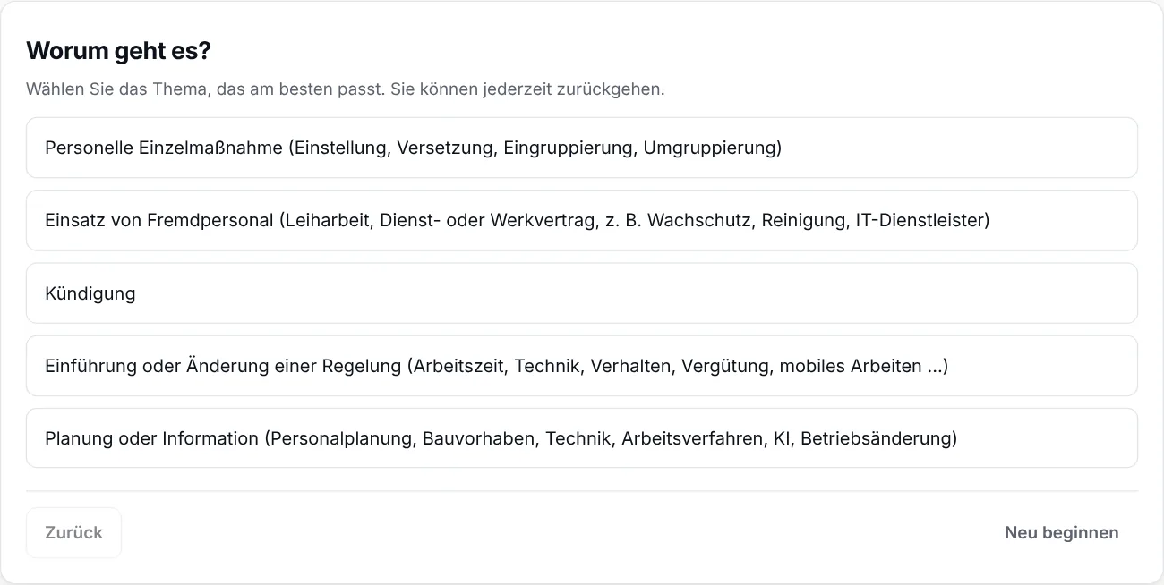 Eine Frage im Entscheidungsbaum mit Antwortmöglichkeiten